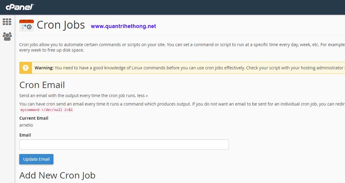 cron jobs page cpanel